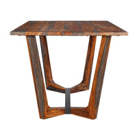 Myra 6 Seater Dining Table, 67" Rectangular Top in Walnut Brown and Antique Gray Sheesham Wood, Black Metal Base - UPT-318398