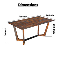 Myra 6 Seater Dining Table, 67" Rectangular Top in Walnut Brown and Antique Gray Sheesham Wood, Black Metal Base - UPT-318398