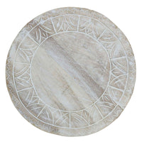 Serenity Side End Table with 16 Inch Round Top, In Antique White Mango Wood - UPT-319226
