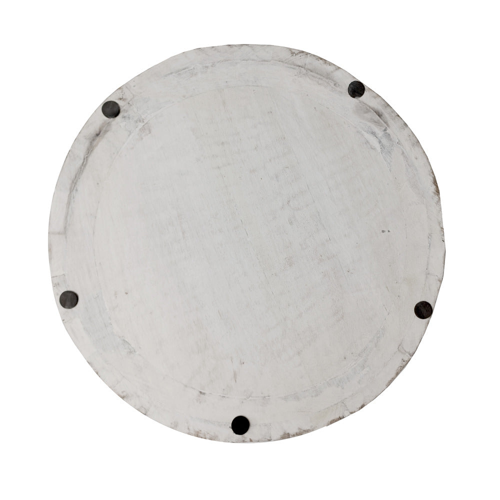Serenity Side End Table with 16 Inch Round Top, In Antique White Mango Wood - UPT-319226