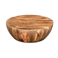 Arthur Mango Wood Coffee Table In Round Shape, Dark Brown - UPT-32180