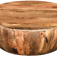 Arthur Mango Wood Coffee Table In Round Shape, Dark Brown - UPT-32180