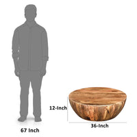 Arthur Mango Wood Coffee Table In Round Shape, Dark Brown - UPT-32180