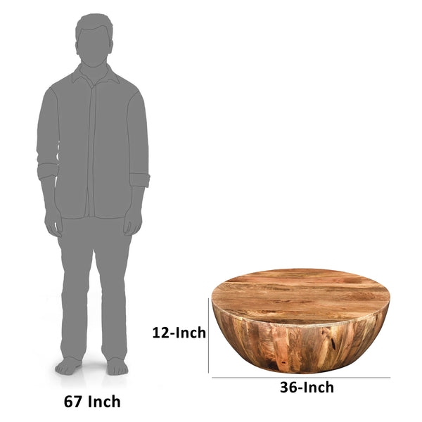 Arthur Mango Wood Coffee Table In Round Shape, Dark Brown - UPT-32180