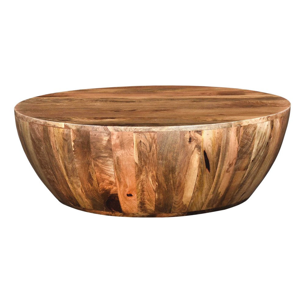 Arthur Mango Wood Coffee Table In Round Shape, Dark Brown - UPT-32180