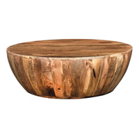 Arthur Mango Wood Coffee Table In Round Shape, Dark Brown - UPT-32180
