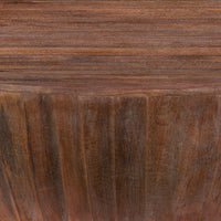 Arthur Handcarved 48 Inch Drum Shape Round Top Mango Wood Distressed Wooden Coffee Table, Brown- UPT-32184