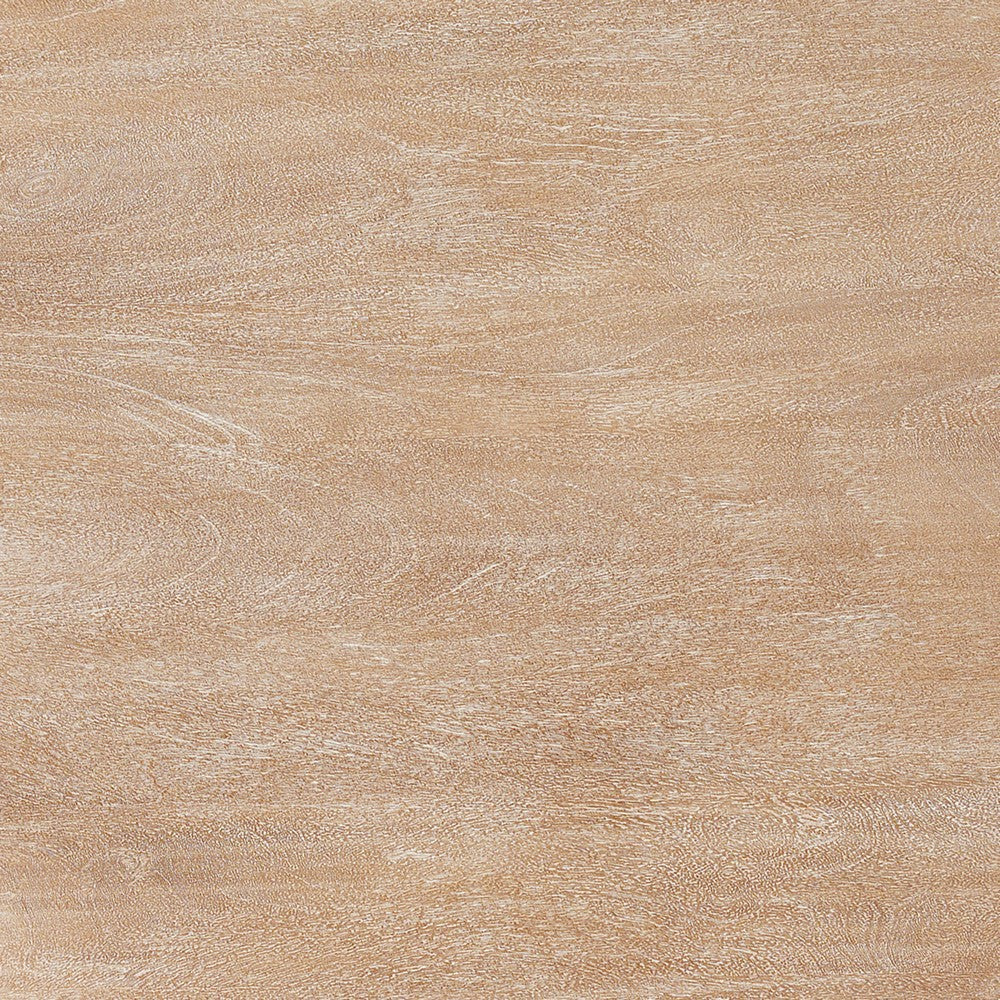 Milan Coffee Table, 32 Inch Round Top, Mango Wood with Sandblasted Natural Brown, Open Sled Base - UPT-324416