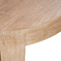 Milan Coffee Table, 32 Inch Round Top, Mango Wood with Sandblasted Natural Brown, Open Sled Base - UPT-324416