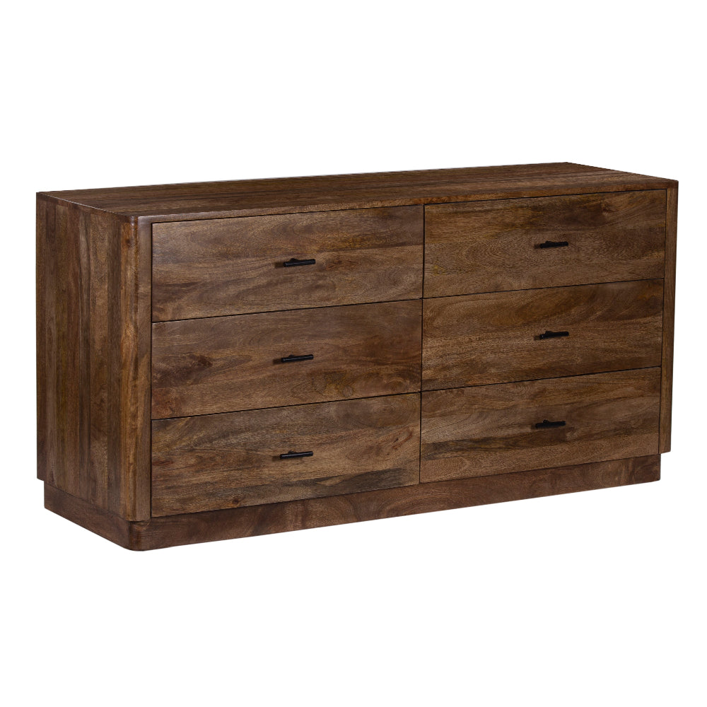 Tao 6 Drawers Dresser, Mango Wood, Walnut Finish, 60" - UPT-326509