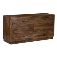 Tao 6 Drawers Dresser, Mango Wood, Walnut Finish, 60" - UPT-326509