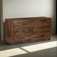 Tao 6 Drawers Dresser, Mango Wood, Walnut Finish, 60" - UPT-326509