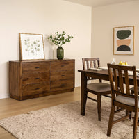 Tao 6 Drawers Dresser, Mango Wood, Walnut Finish, 60" - UPT-326509