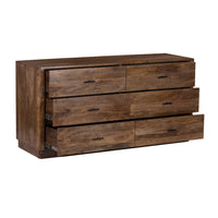 Tao 6 Drawers Dresser, Mango Wood, Walnut Finish, 60" - UPT-326509