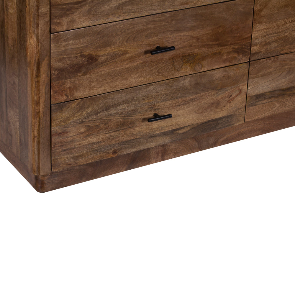 Tao 6 Drawers Dresser, Mango Wood, Walnut Finish, 60" - UPT-326509