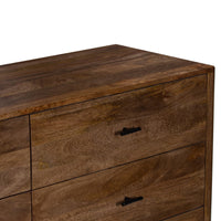 Tao 6 Drawers Dresser, Mango Wood, Walnut Finish, 60" - UPT-326509
