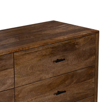 Tao 6 Drawers Dresser, Mango Wood, Walnut Finish, 60" - UPT-326509