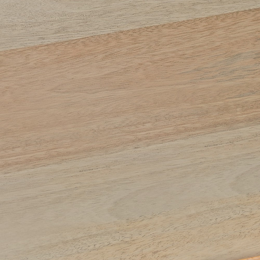 Geti 29 Inch Bedside Nightstand Table, Handcrafted Natural Oak White Mango Wood, 2 Drawer, Open Shelf - UPT-326512