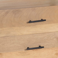 Geti 29 Inch Bedside Nightstand Table, Handcrafted Natural Oak White Mango Wood, 2 Drawer, Open Shelf - UPT-326512