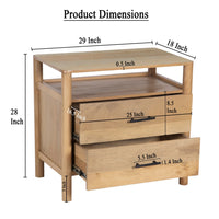 Geti 29 Inch Bedside Nightstand Table, Handcrafted Natural Oak White Mango Wood, 2 Drawer, Open Shelf - UPT-326512