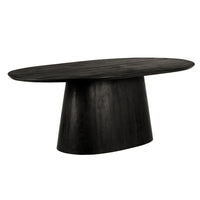 Jano Dining Table, 79 Inch Oblong Top with Tapered Pedestal Base, Sandblasted Black Mango Wood - UPT-326513
