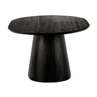 Jano Dining Table, 79 Inch Oblong Top with Tapered Pedestal Base, Sandblasted Black Mango Wood - UPT-326513