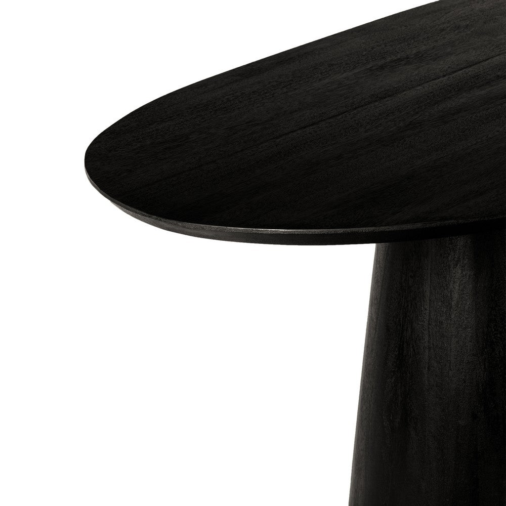 Jano Dining Table, 79 Inch Oblong Top with Tapered Pedestal Base, Sandblasted Black Mango Wood - UPT-326513