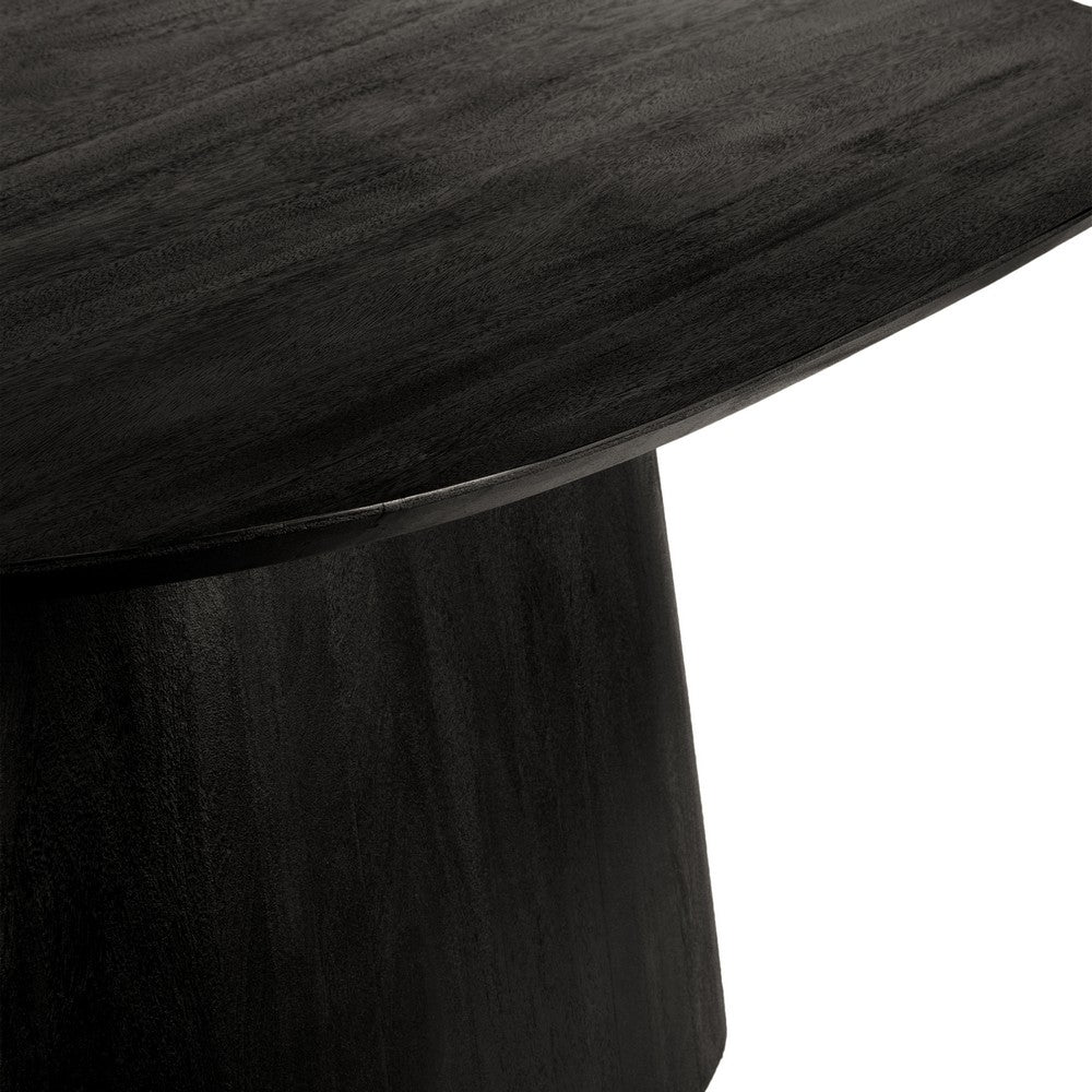 Jano Dining Table, 79 Inch Oblong Top with Tapered Pedestal Base, Sandblasted Black Mango Wood - UPT-326513
