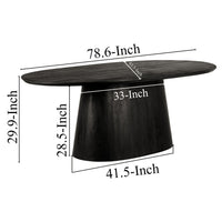 Jano Dining Table, 79 Inch Oblong Top with Tapered Pedestal Base, Sandblasted Black Mango Wood - UPT-326513