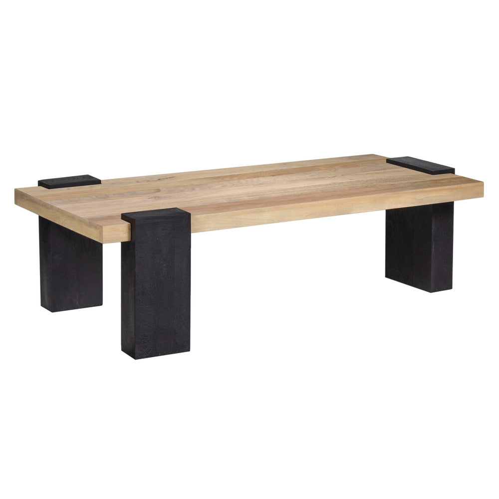Bonne Coffee Table, 60 Inch Wide Rectangular Top, Handcrafted White Oak and Sandblasted Black - UPT-326514
