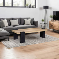 Bonne Coffee Table, 60 Inch Wide Rectangular Top, Handcrafted White Oak and Sandblasted Black - UPT-326514