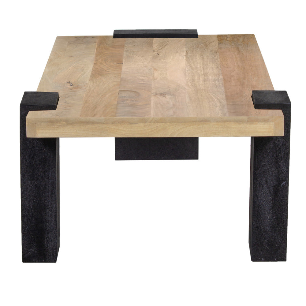 Bonne Coffee Table, 60 Inch Wide Rectangular Top, Handcrafted White Oak and Sandblasted Black - UPT-326514