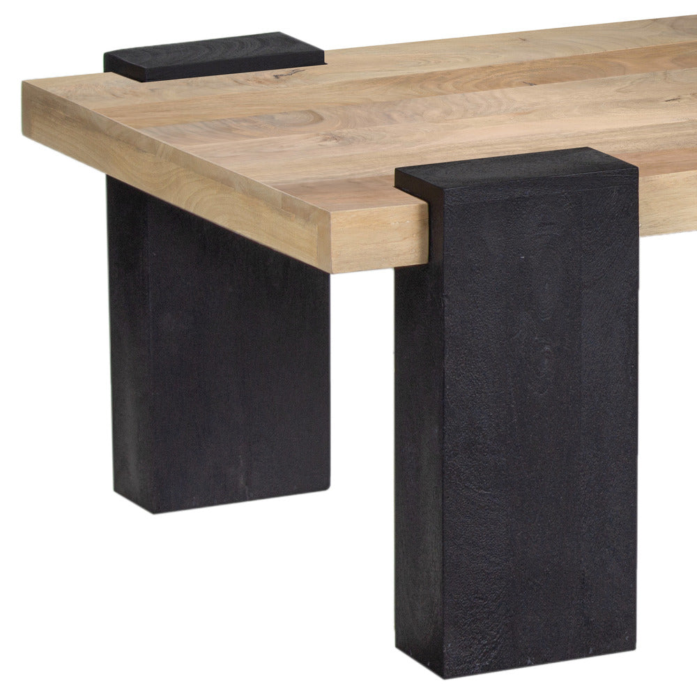 Bonne Coffee Table, 60 Inch Wide Rectangular Top, Handcrafted White Oak and Sandblasted Black - UPT-326514
