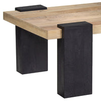 Bonne Coffee Table, 60 Inch Wide Rectangular Top, Handcrafted White Oak and Sandblasted Black - UPT-326514