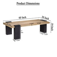 Bonne Coffee Table, 60 Inch Wide Rectangular Top, Handcrafted White Oak and Sandblasted Black - UPT-326514