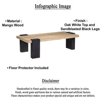 Bonne Coffee Table, 60 Inch Wide Rectangular Top, Handcrafted White Oak and Sandblasted Black - UPT-326514