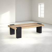 Bonne Coffee Table, 60 Inch Wide Rectangular Top, Handcrafted White Oak and Sandblasted Black - UPT-326514