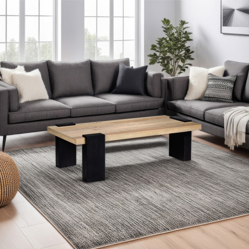 Bonne Coffee Table, 60 Inch Wide Rectangular Top, Handcrafted White Oak and Sandblasted Black - UPT-326514
