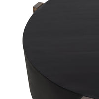 Naufe Coffee Table, 41 Inch Round Matte Black Top, Brown Cross Panel Legs, Mango Wood Frame - UPT-326515