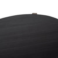 Naufe Coffee Table, 41 Inch Round Matte Black Top, Brown Cross Panel Legs, Mango Wood Frame - UPT-326515