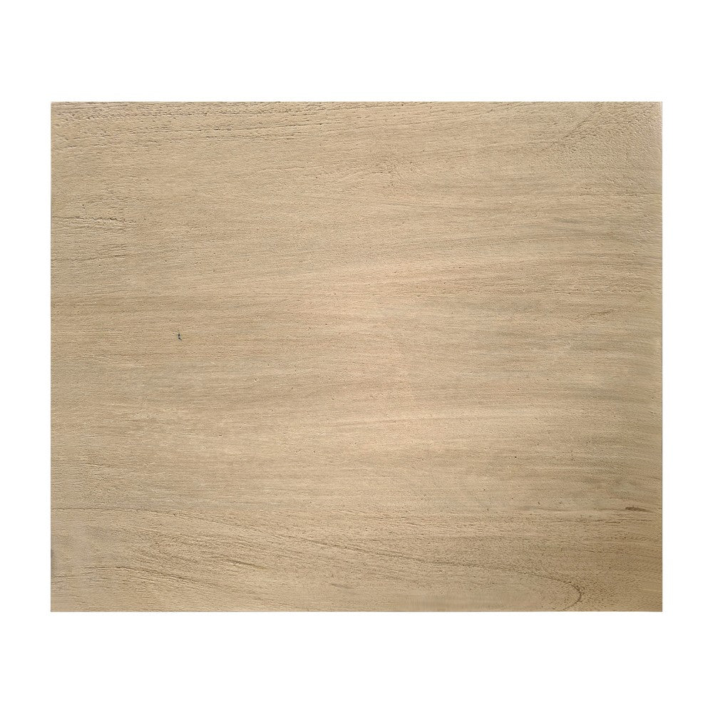 Nali Bedside Nightstand Table, 2 Drawers, Sandblasted Washed Ash White Mango Wood, Brass Knobs - UPT-326518