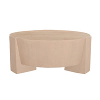 Joana Coffee Table, 35 Inch Round Drum Shape with 3 Legs, Sandblasted Natural Brown Mango Wood - UPT-326653