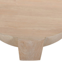 Joana Coffee Table, 35 Inch Round Drum Shape with 3 Legs, Sandblasted Natural Brown Mango Wood - UPT-326653