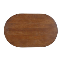 Leeds Coffee Table | 38" Handmade Walnut Brown Mango Wood Oval Top | Round Ball and Cone Base - UPT-326715
