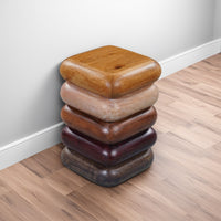 Zyra 18 Inch Side End Table, Sculptural Stacked Design, Mango and Acacia Wood Artisanship, Brown  - UPT-326716