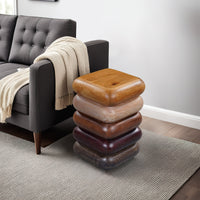 Zyra 18 Inch Side End Table, Sculptural Stacked Design, Mango and Acacia Wood Artisanship, Brown  - UPT-326716