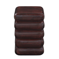Zyra 18" Side End Table | Sculptural Stacked Design |  Dark Cherry Brown Acacia Wood - UPT-326717