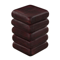 Zyra 18" Side End Table | Sculptural Stacked Design |  Dark Cherry Brown Acacia Wood - UPT-326717