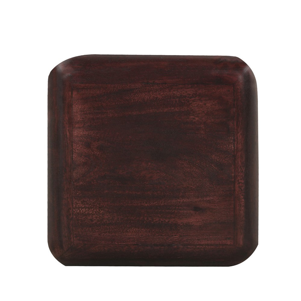 Zyra 18" Side End Table | Sculptural Stacked Design |  Dark Cherry Brown Acacia Wood - UPT-326717