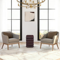 Zyra 18" Side End Table | Sculptural Stacked Design |  Dark Cherry Brown Acacia Wood - UPT-326717